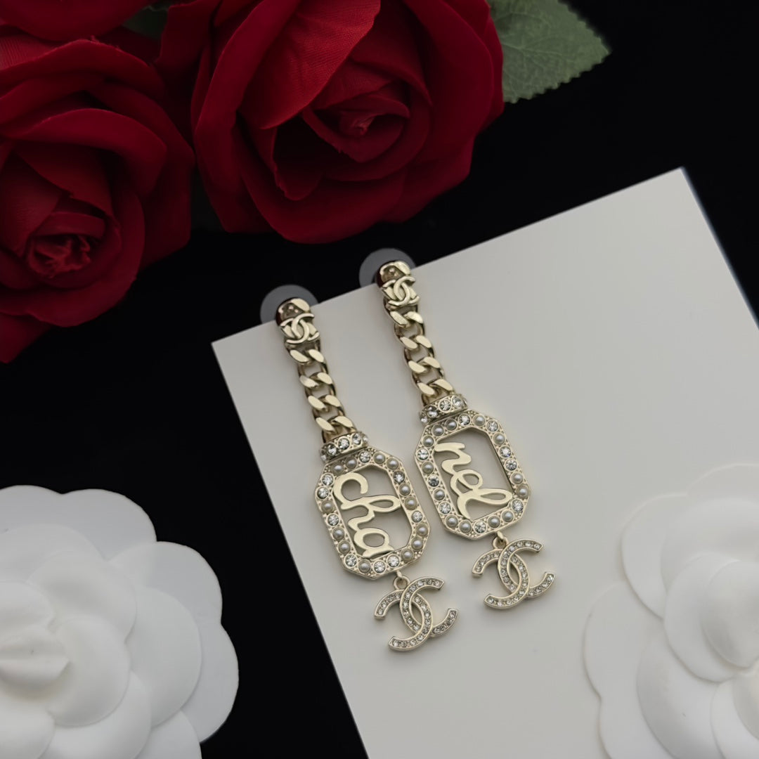 Script Letter Rectangle Pendant Jewelry Set