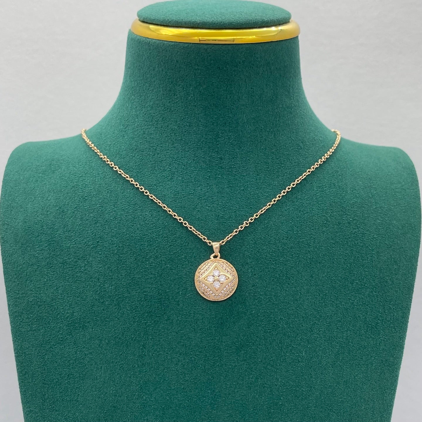 Crystal Floral Medallion Pendant Necklace
