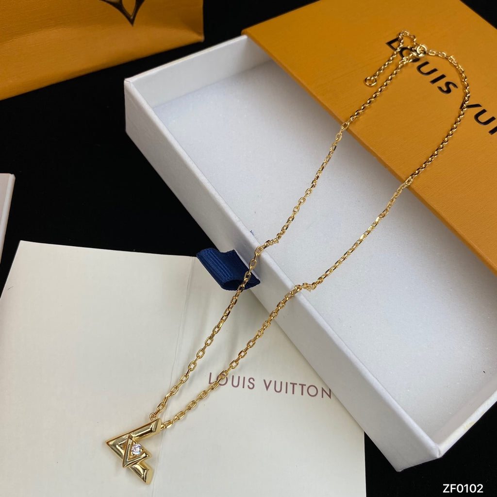 Bold Triangle Monogram Charm Necklace & Earrings