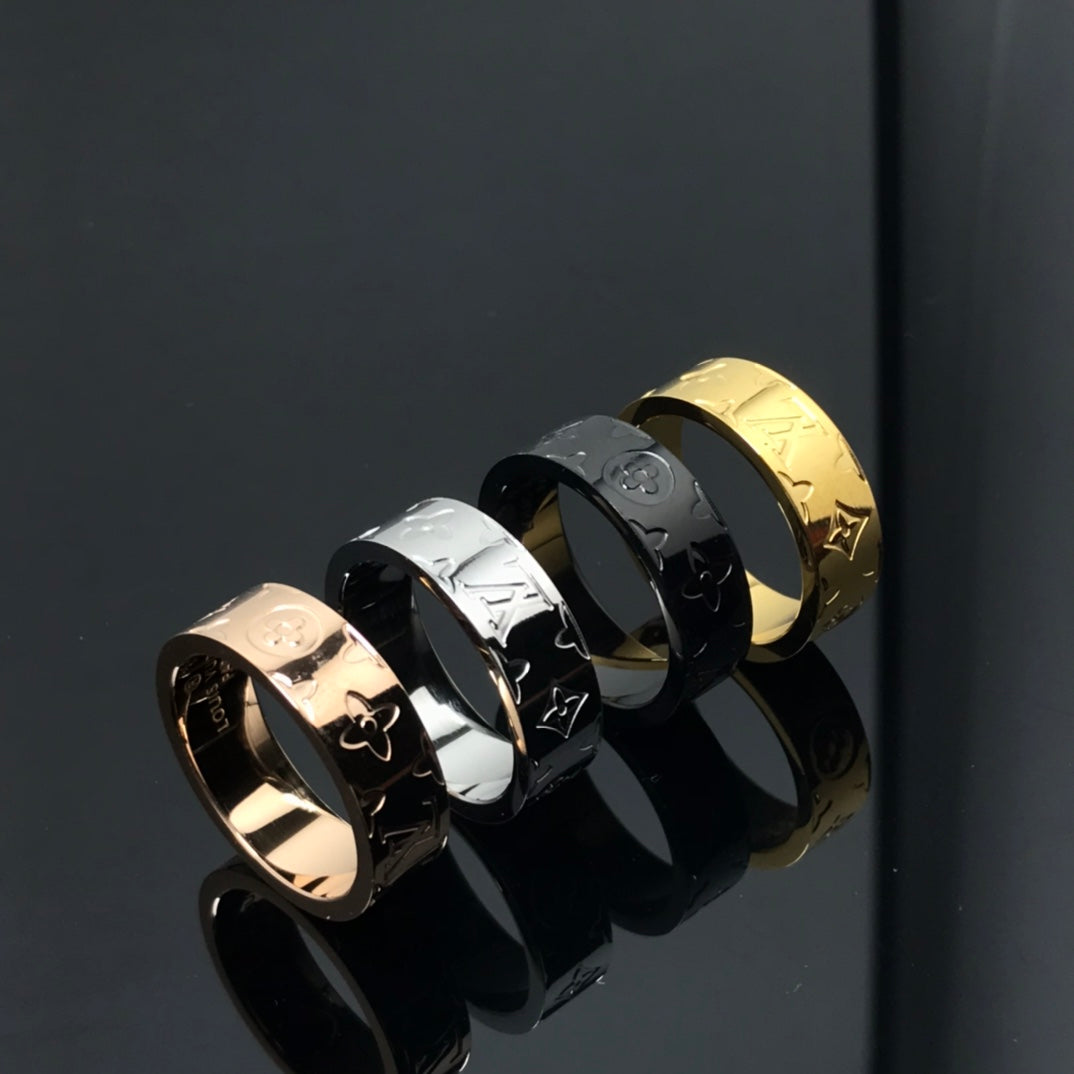Steel Engraved Pattern Ring