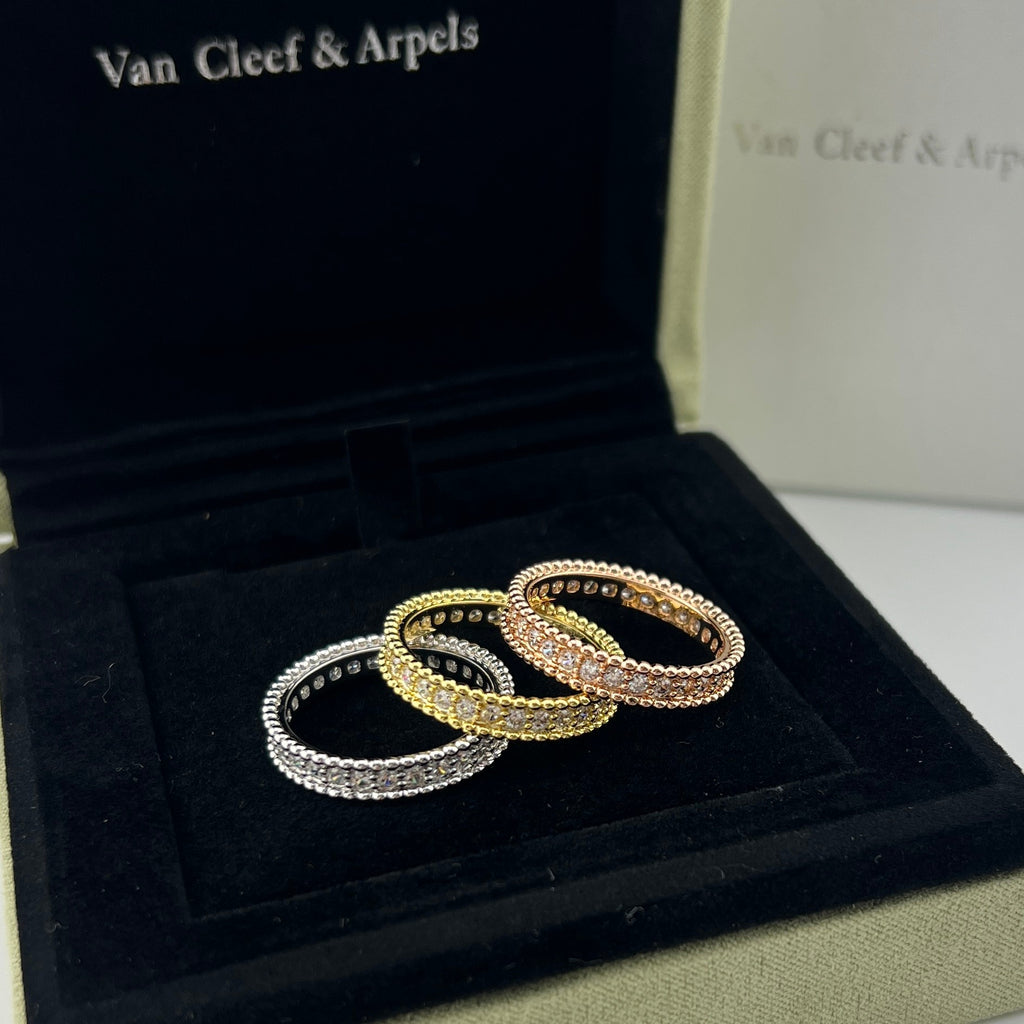 Pearl-Edged Diamond-Studded Ring