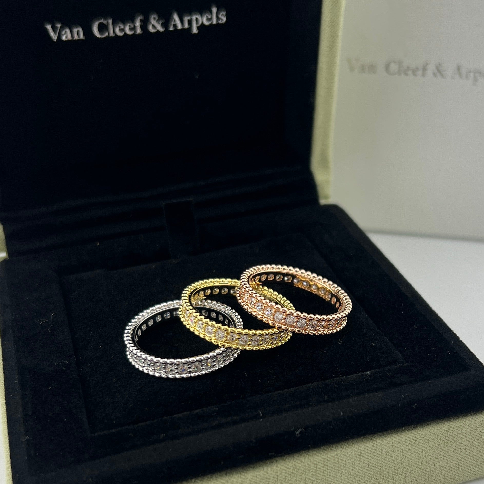 Pearl-Edged Diamond-Studded Ring