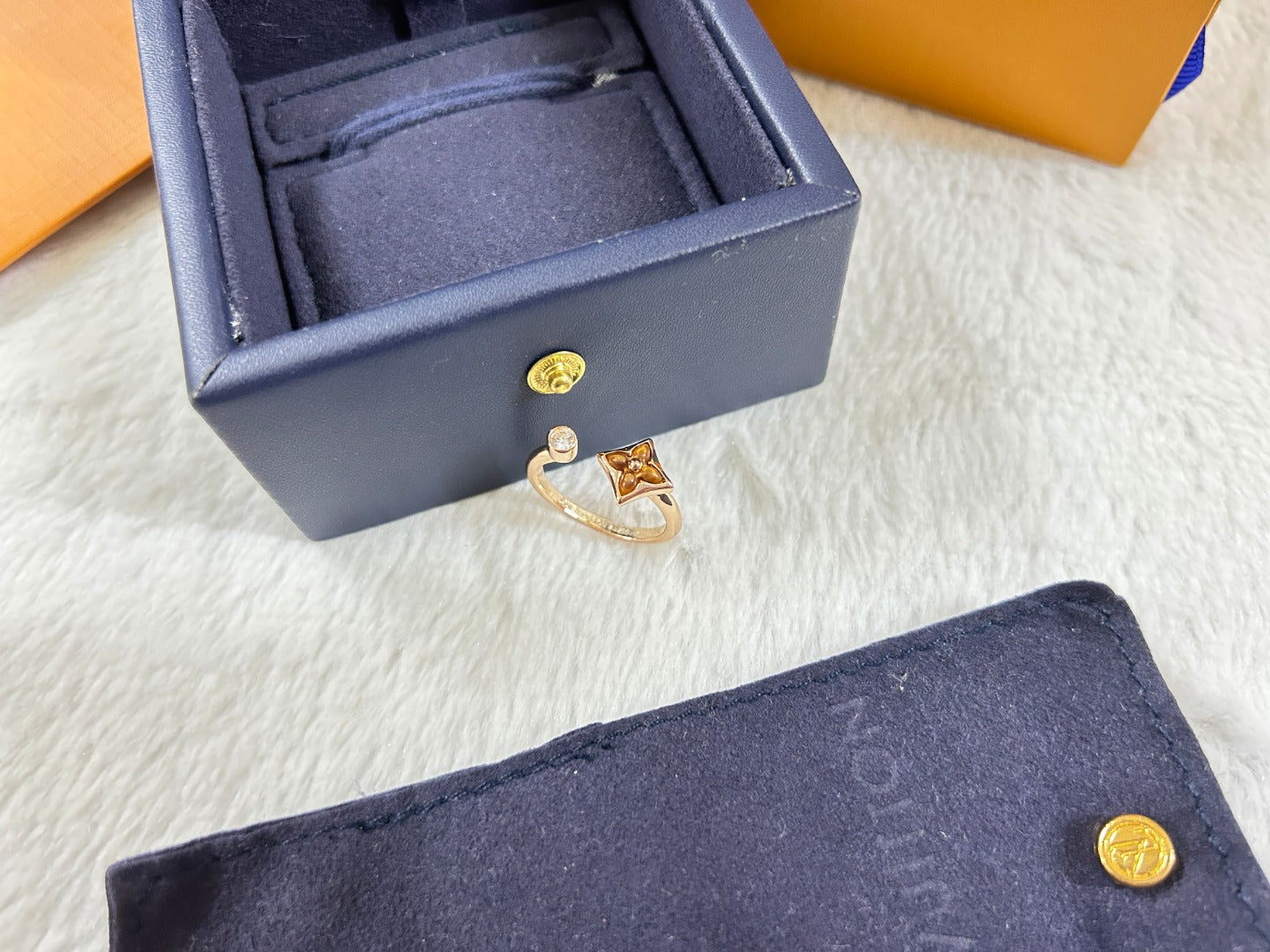 Square Tiger's Eye Open Ring