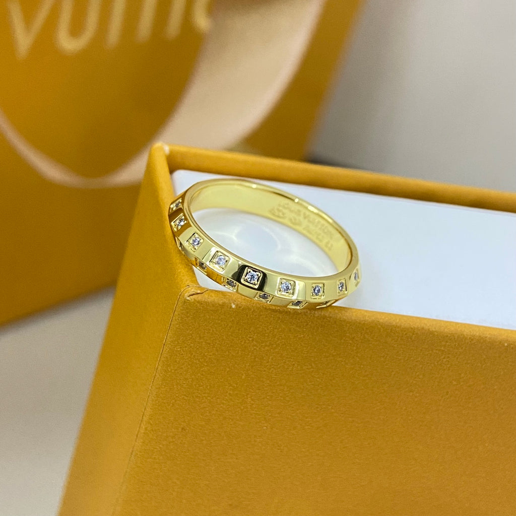 Narrow Diamond-Set Square-Cut Ring