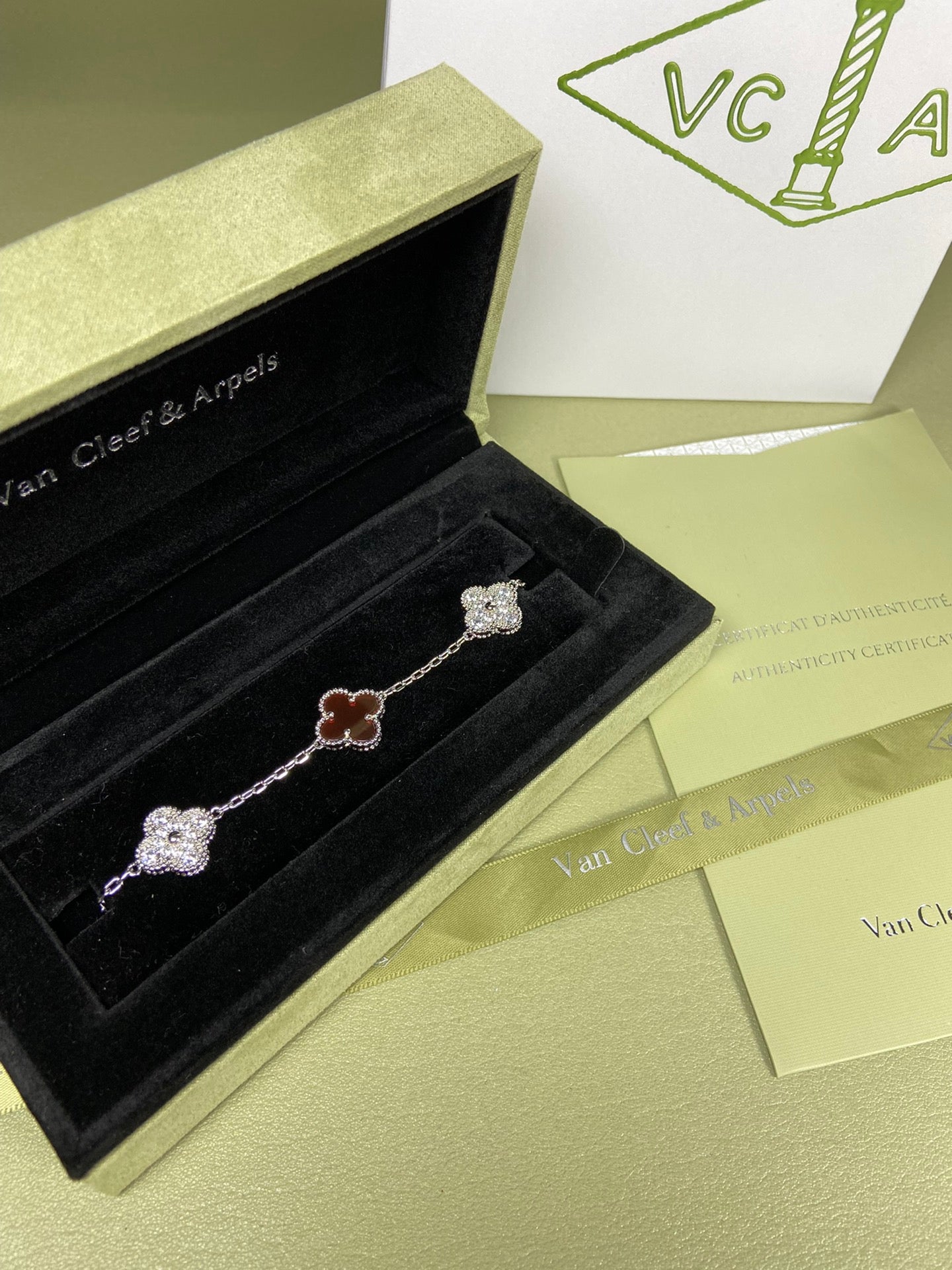 Carnelian and Diamond Five-Flower Bracelet