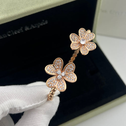 Clover Full Diamond 2-Flower Bracelet