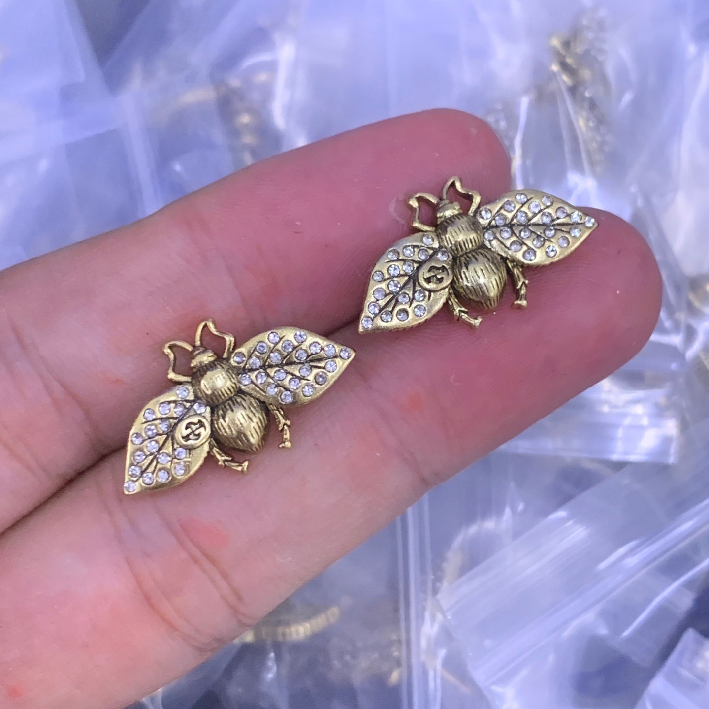 Full Pavé Crystal Bee Chain Jewelry Set