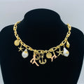 Nautical Charm Bracelet Set with Pearl & Coral