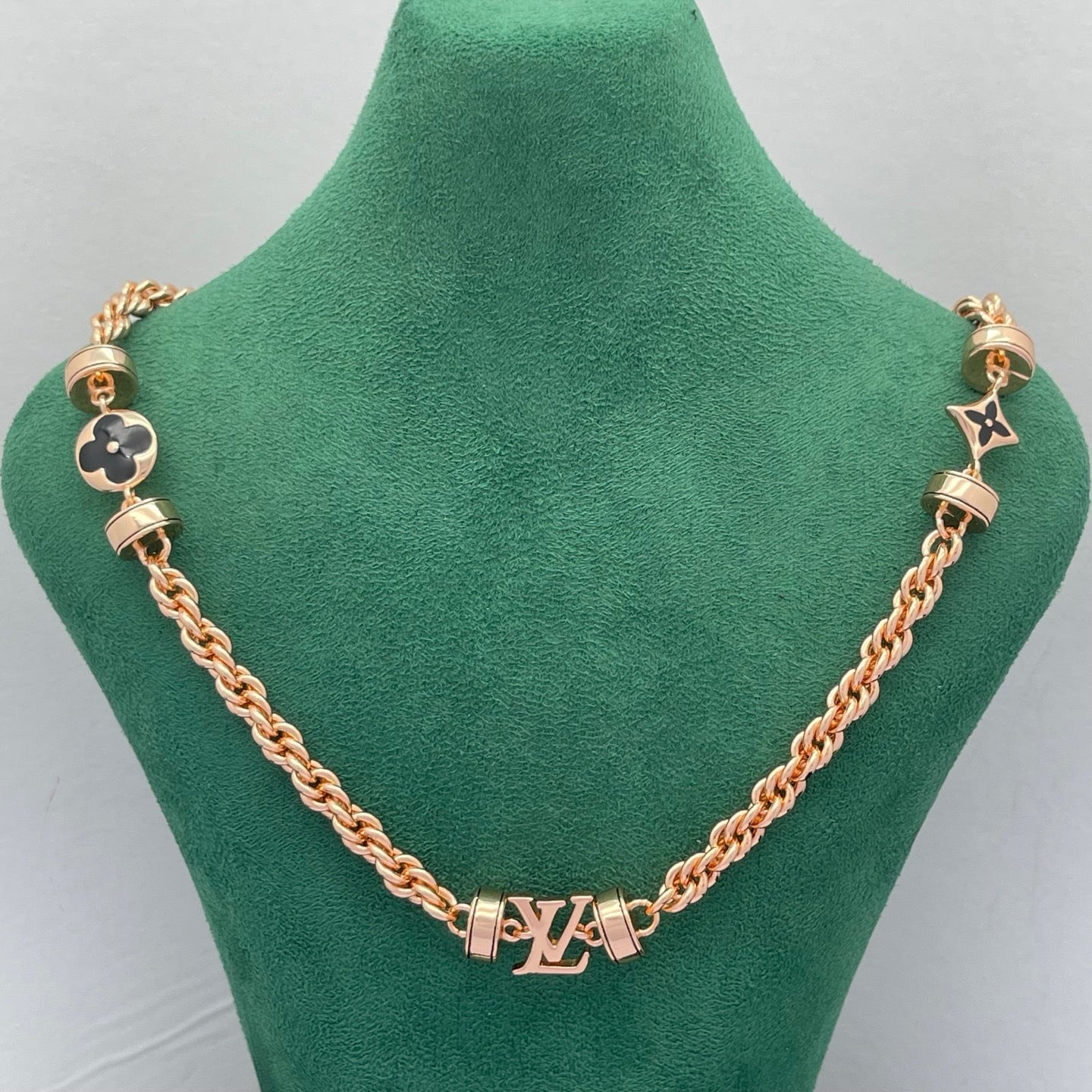Rope Chain Logo Charm Necklace & Bracelet Set