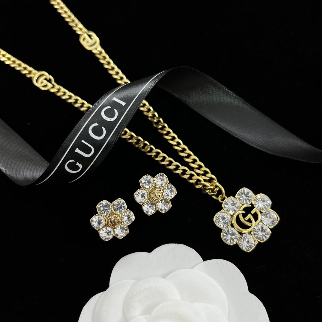 Crystal Flower Logo Jewelry Set