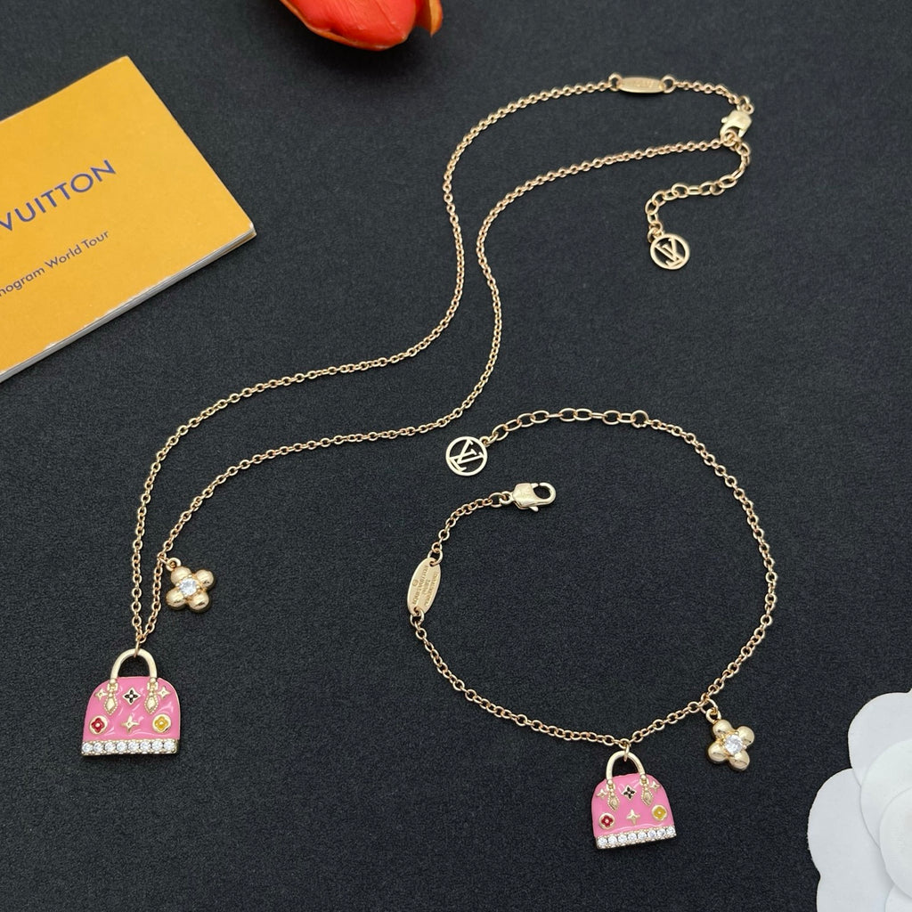 Sweet Monogram Mini Purse Charm Jewelry Set