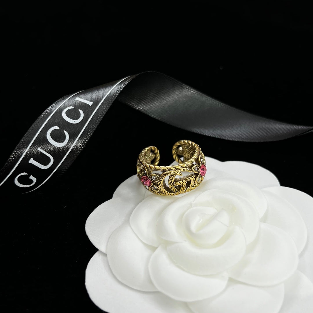 Vintage Pink Crystal Daisy Logo Full Jewelry Set