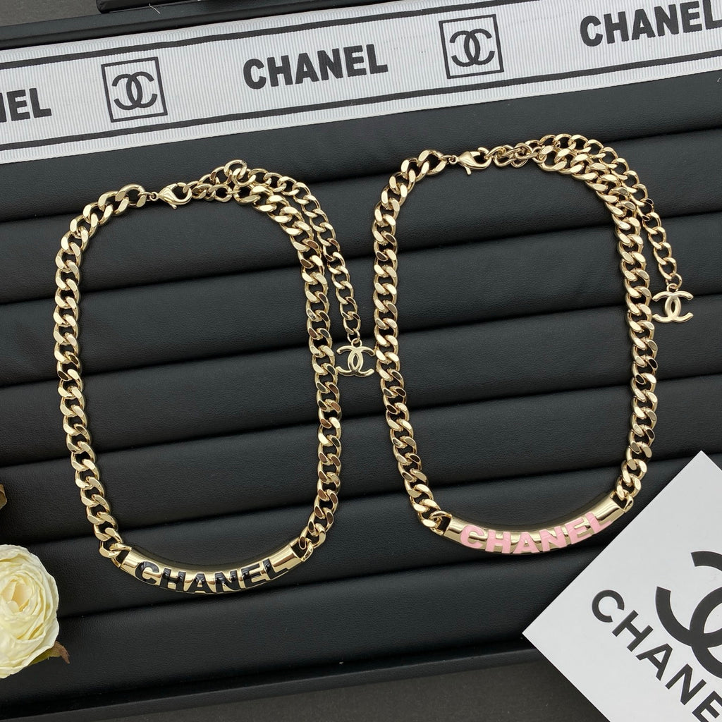 Engraved Chunky Chain Style (Gold/Pink)