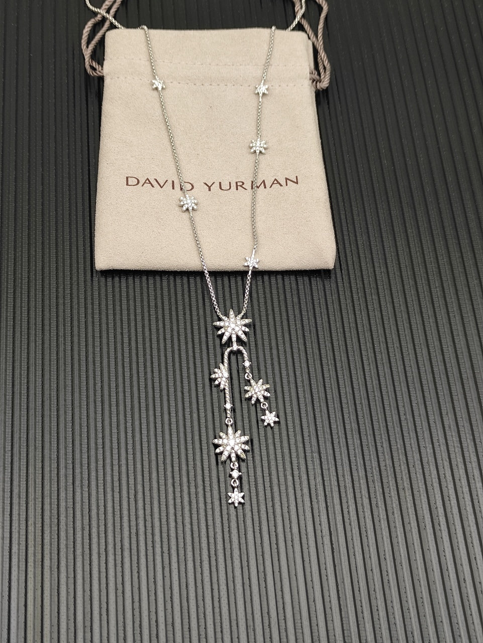Crystal Star Tassel Lariat Necklace – Gold & Silver