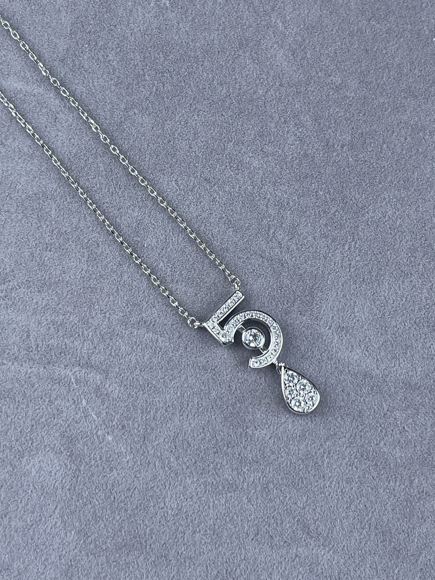 Lucky Number 5 Pavé Crystal Drop Necklace