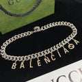 Silver Cuban Link Letter Dangle Chain Set