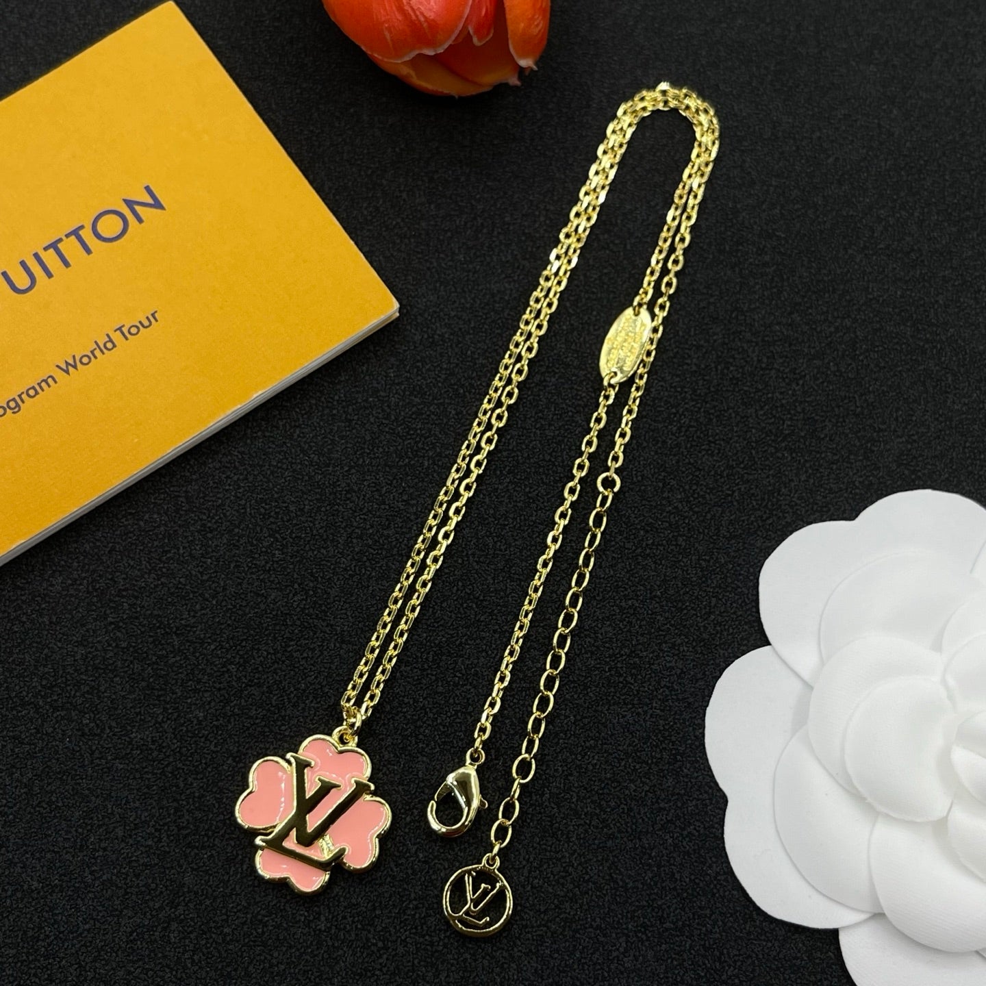 Enamel Clover Logo Pendant Necklace – Multi-Color