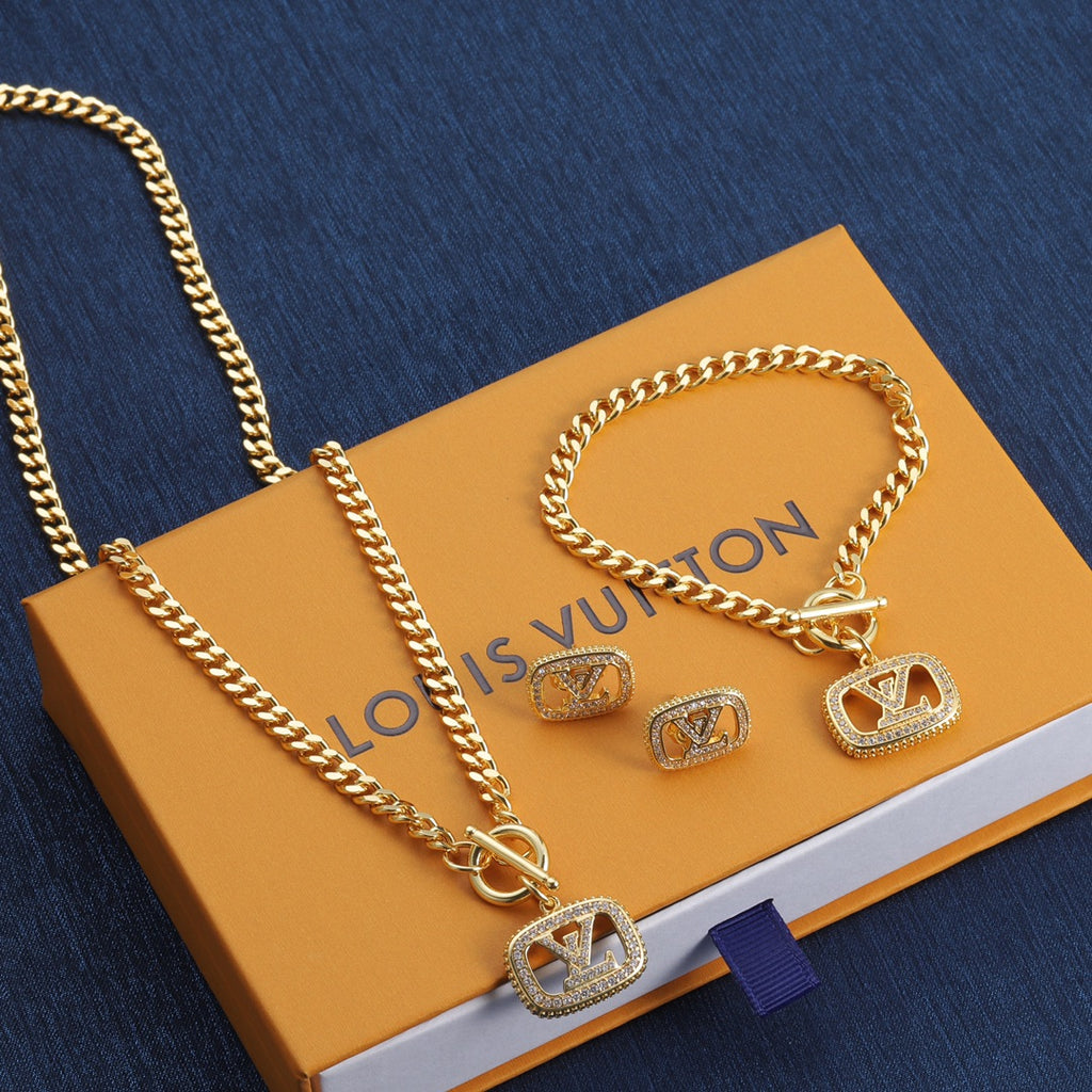 Chunky Cuban Chain Toggle Clasp Jewelry Set