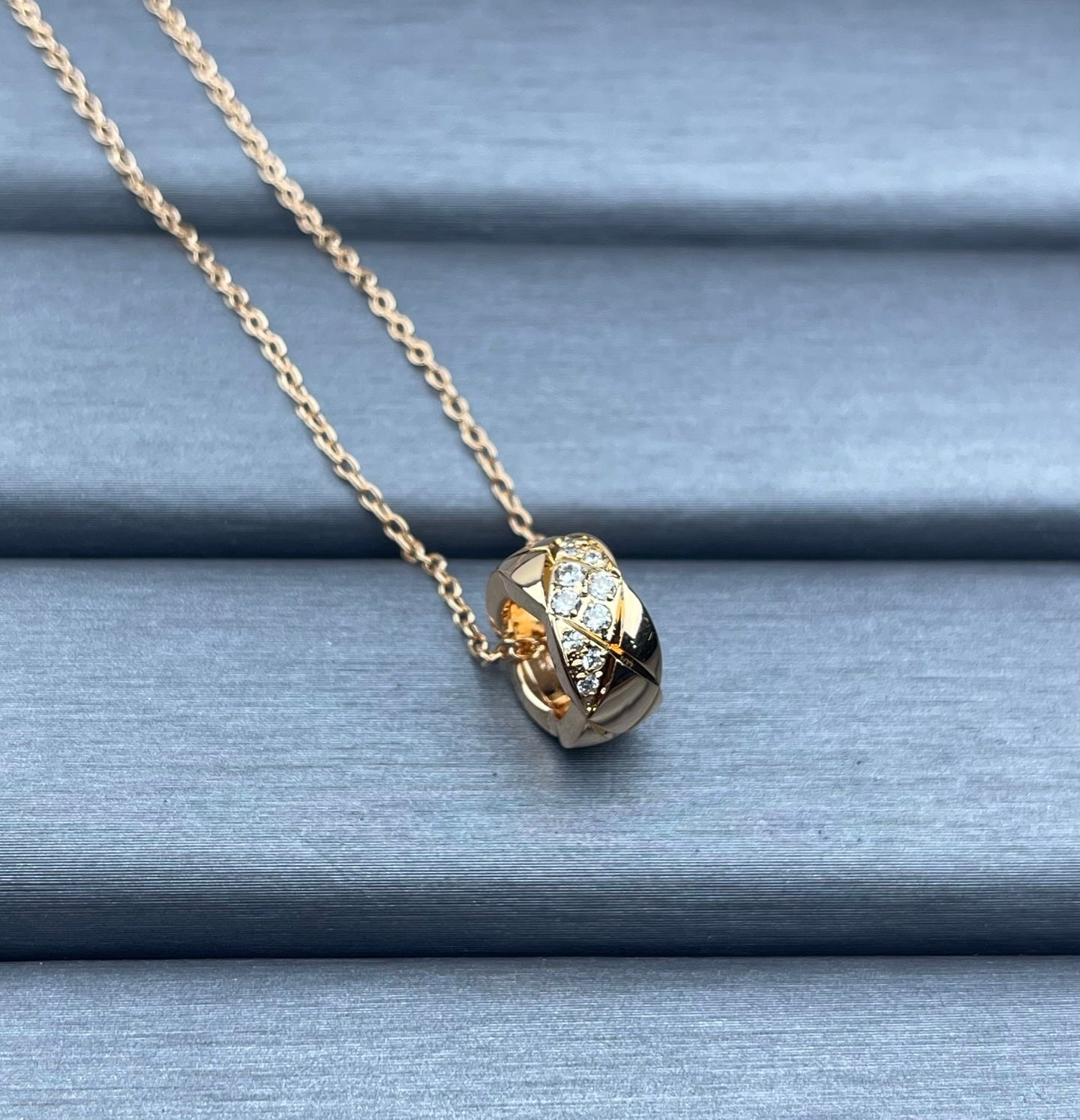 Quilted Heart Crystal Pavé Pendant Necklace