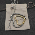 Twisted Rope Open Heart Pendant Necklace