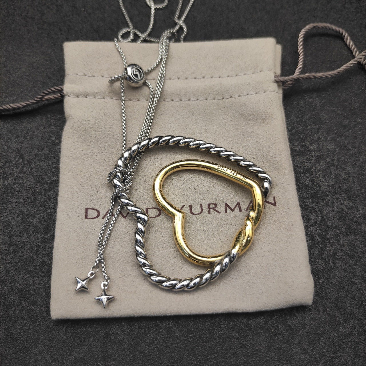 Twisted Rope Open Heart Pendant Necklace