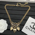Double Chain Leaf & Heart Charm Necklace | Logo Heart Drop | Chunky Link Center | Gold & Silver Tone