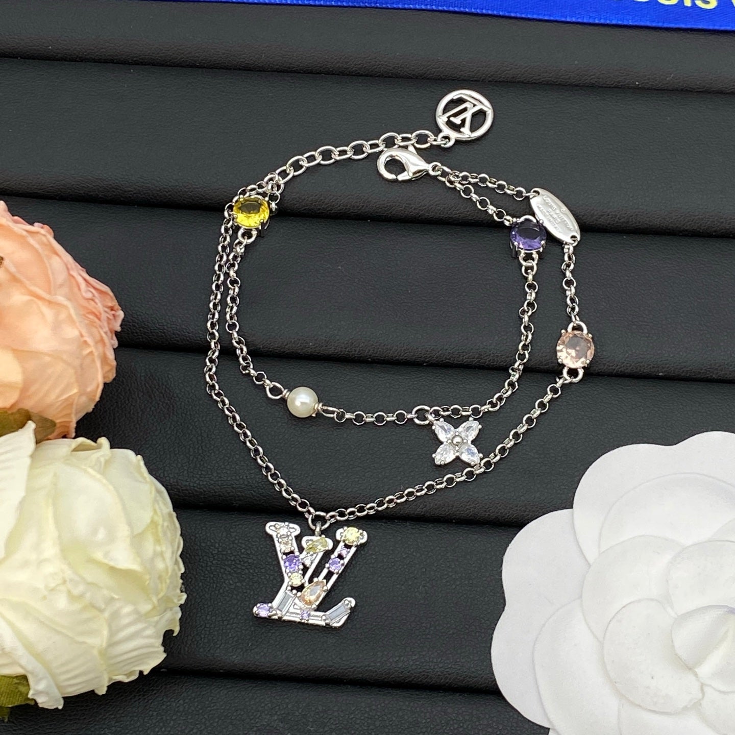 Monogram Crystal Pendant Set