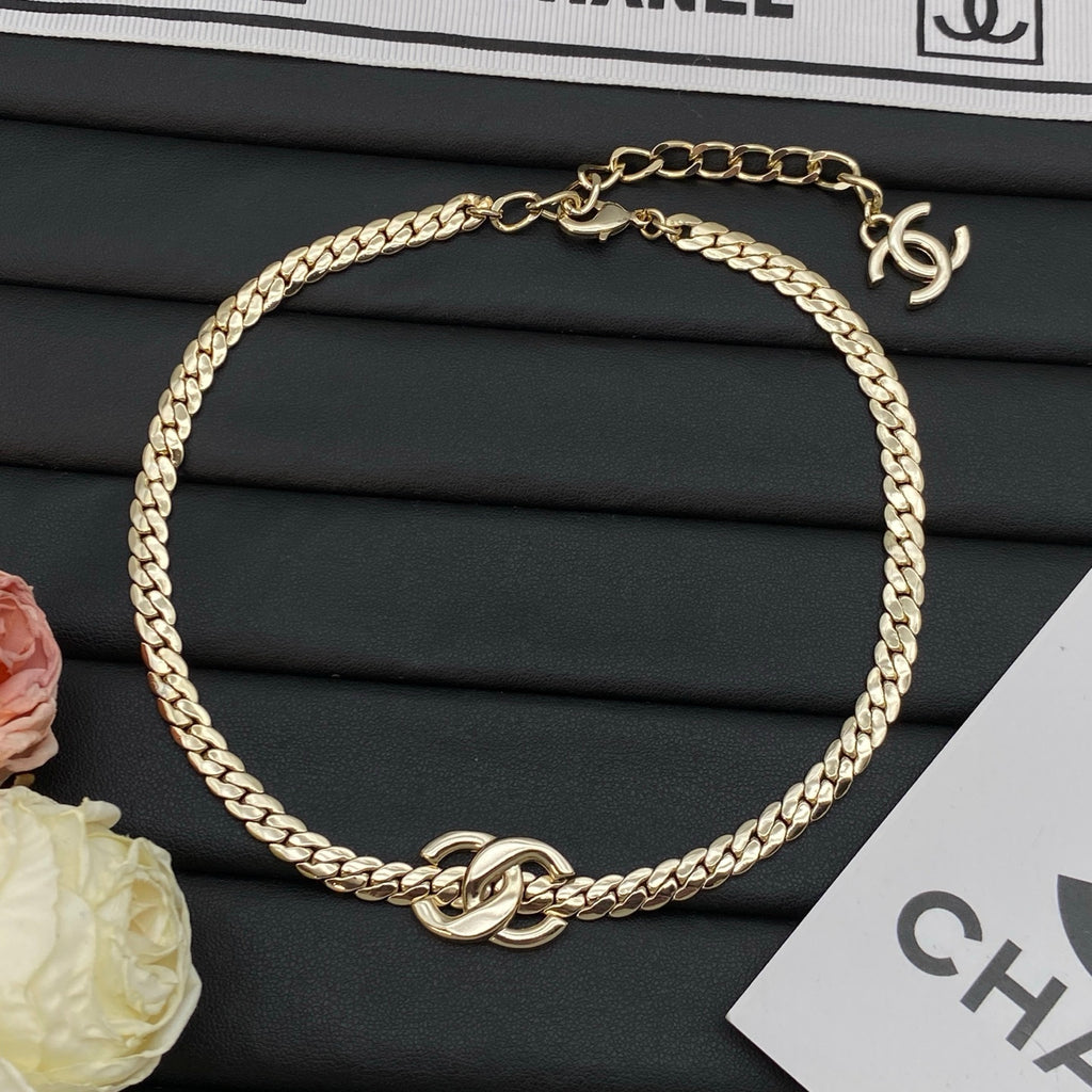 Chunky Cuban Chain Bracelet | Interlocked Logo Center Link | Logo Charm Extender | Gold & Silver Tone