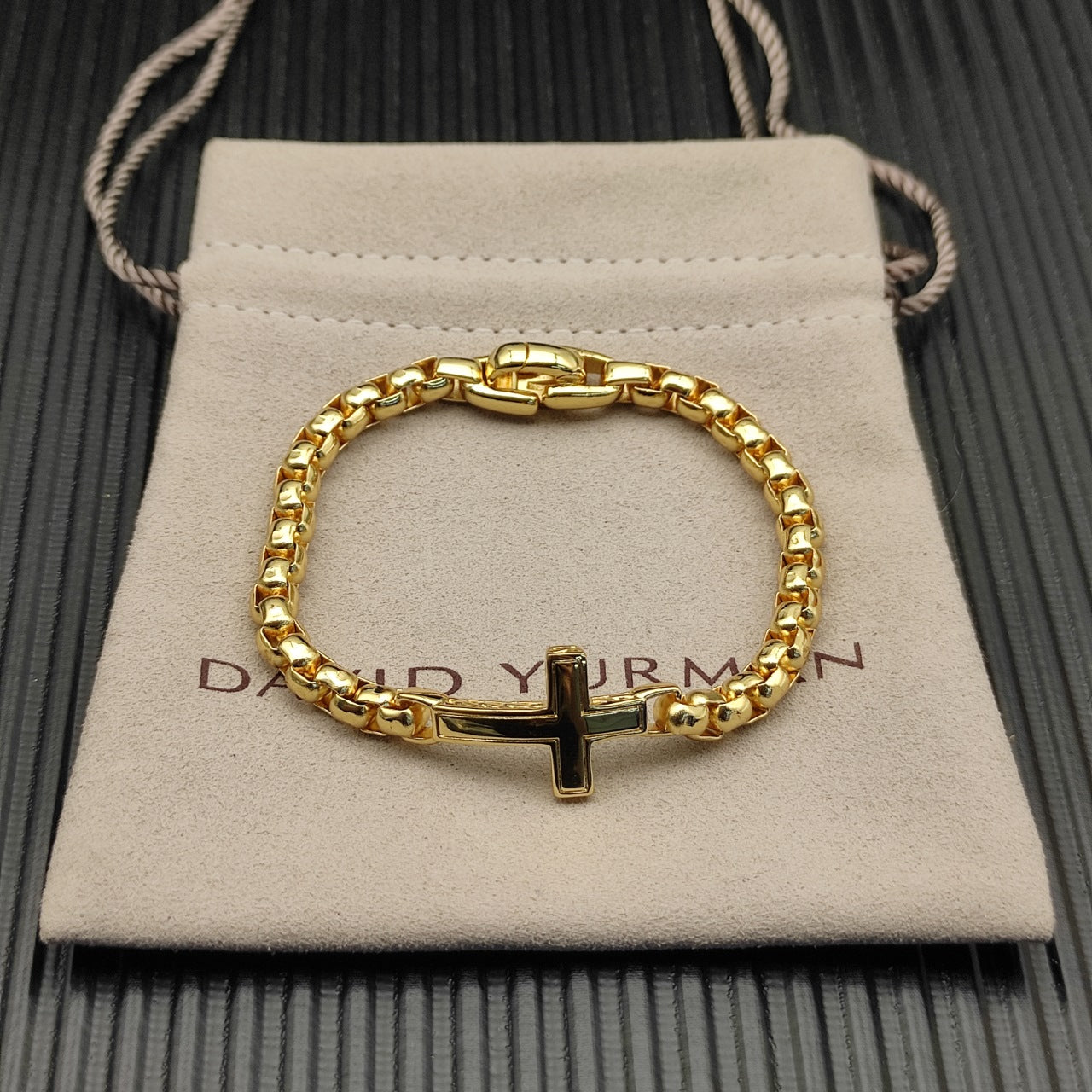 Sideways Cross Box Chain Bracelet