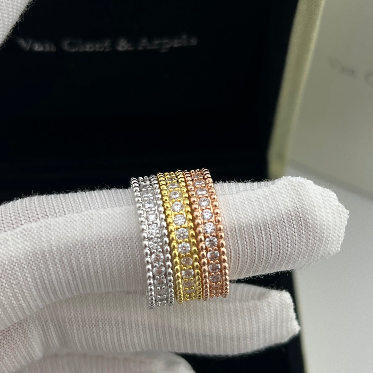 Pearl-Edged Diamond-Studded Ring