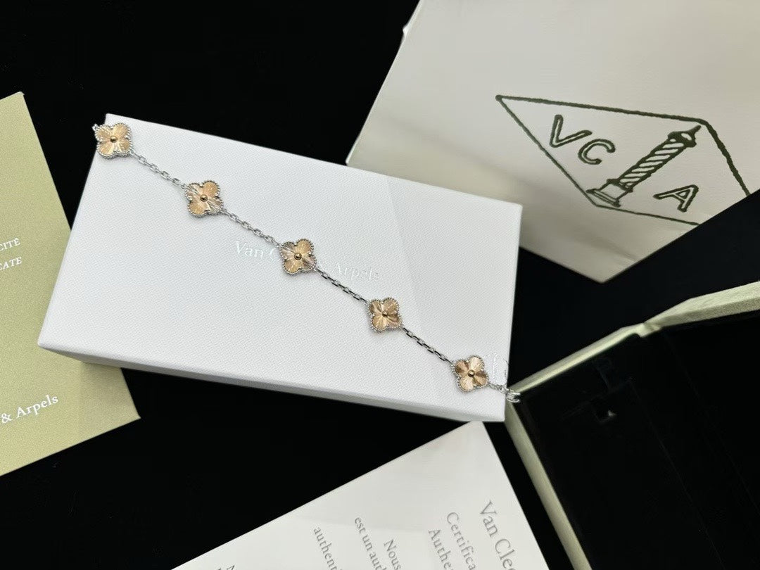 Limited Edition Gold and Silver Contrast Laser-Cut Five-Strand Bracelet