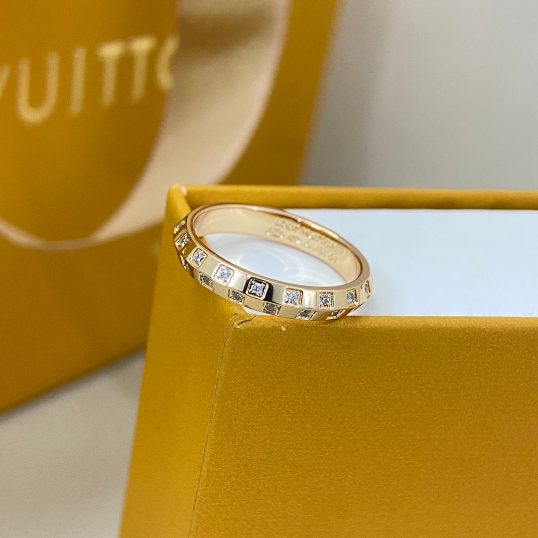Narrow Diamond-Set Square-Cut Ring