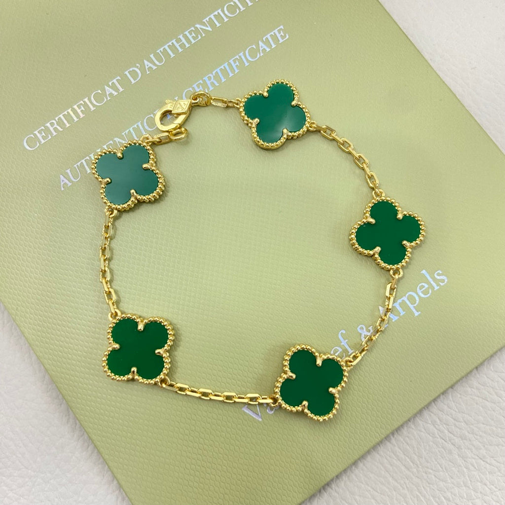 New Green Four-Leaf Clover Five-Flower Bracelet