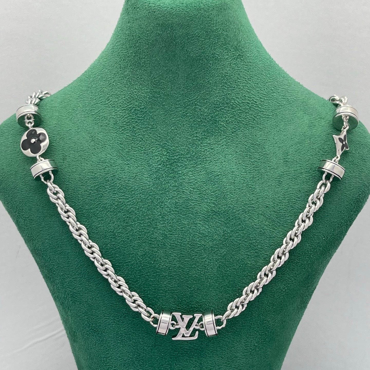 Rope Chain Logo Charm Necklace & Bracelet Set