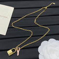 Mini Padlock & Key Double Charm Cable Chain Necklace