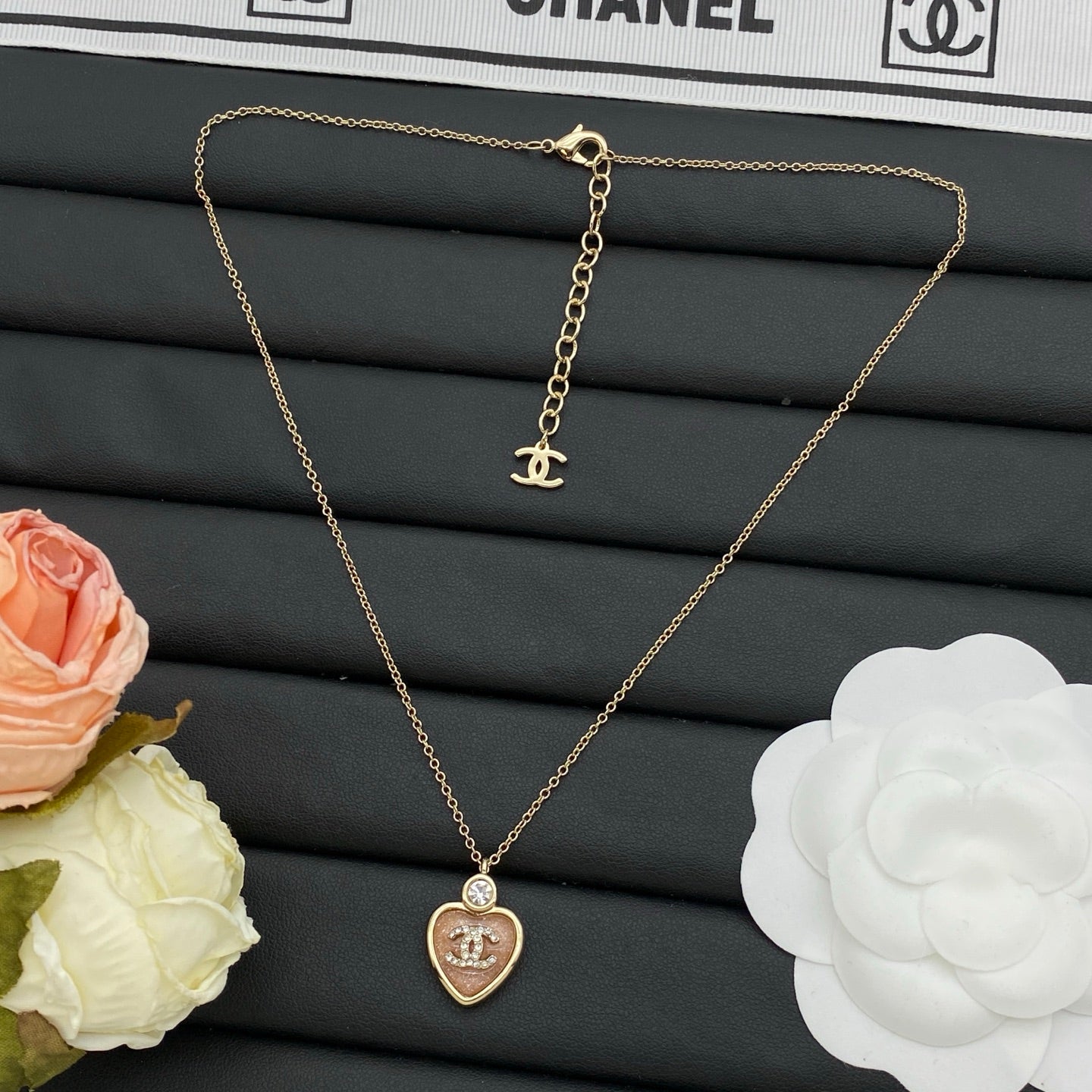 Crystal Heart Pendant Necklace with Rhinestone Accent – Gold & Silver Set