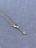 Numeric Charm Bezel Crystal Teardrop Tassel Necklace