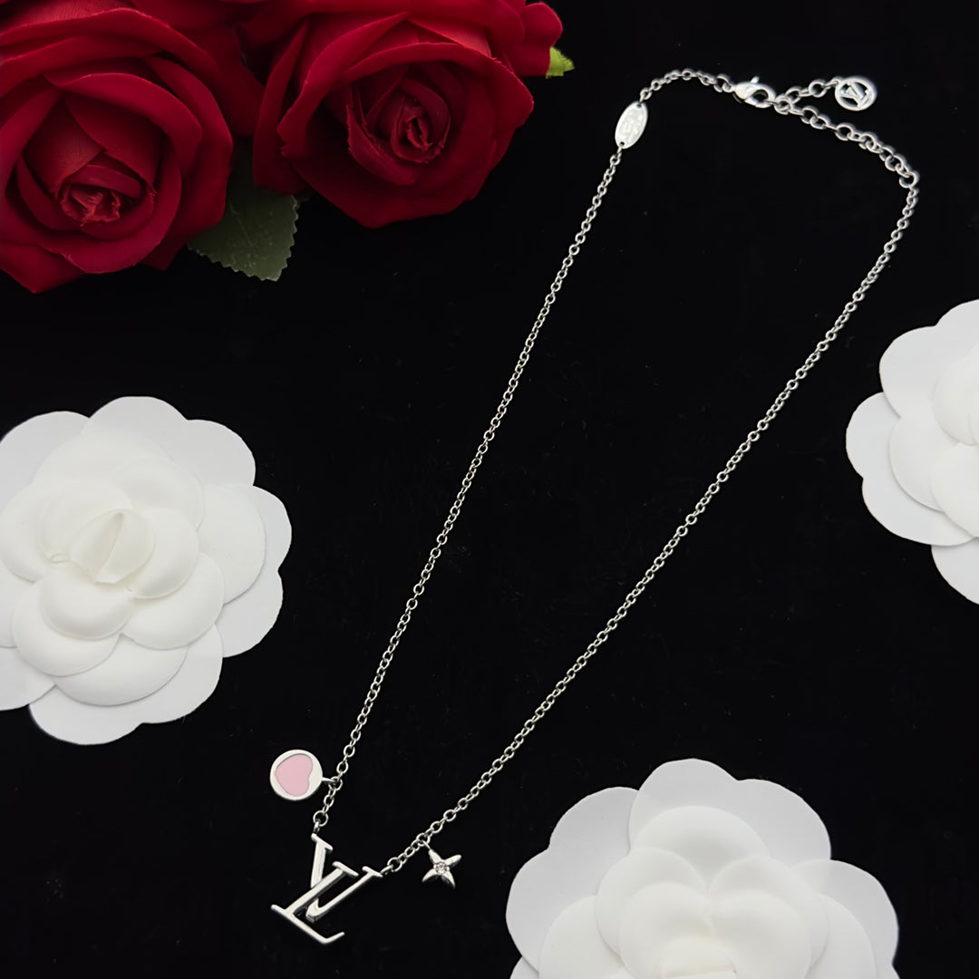 Pink Enamel Circle & Star Crystal Charm 4-Piece Set