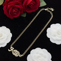 Forever Radiance Jewelry Set – Crystal Curb Chain Necklace & Stud Earrings