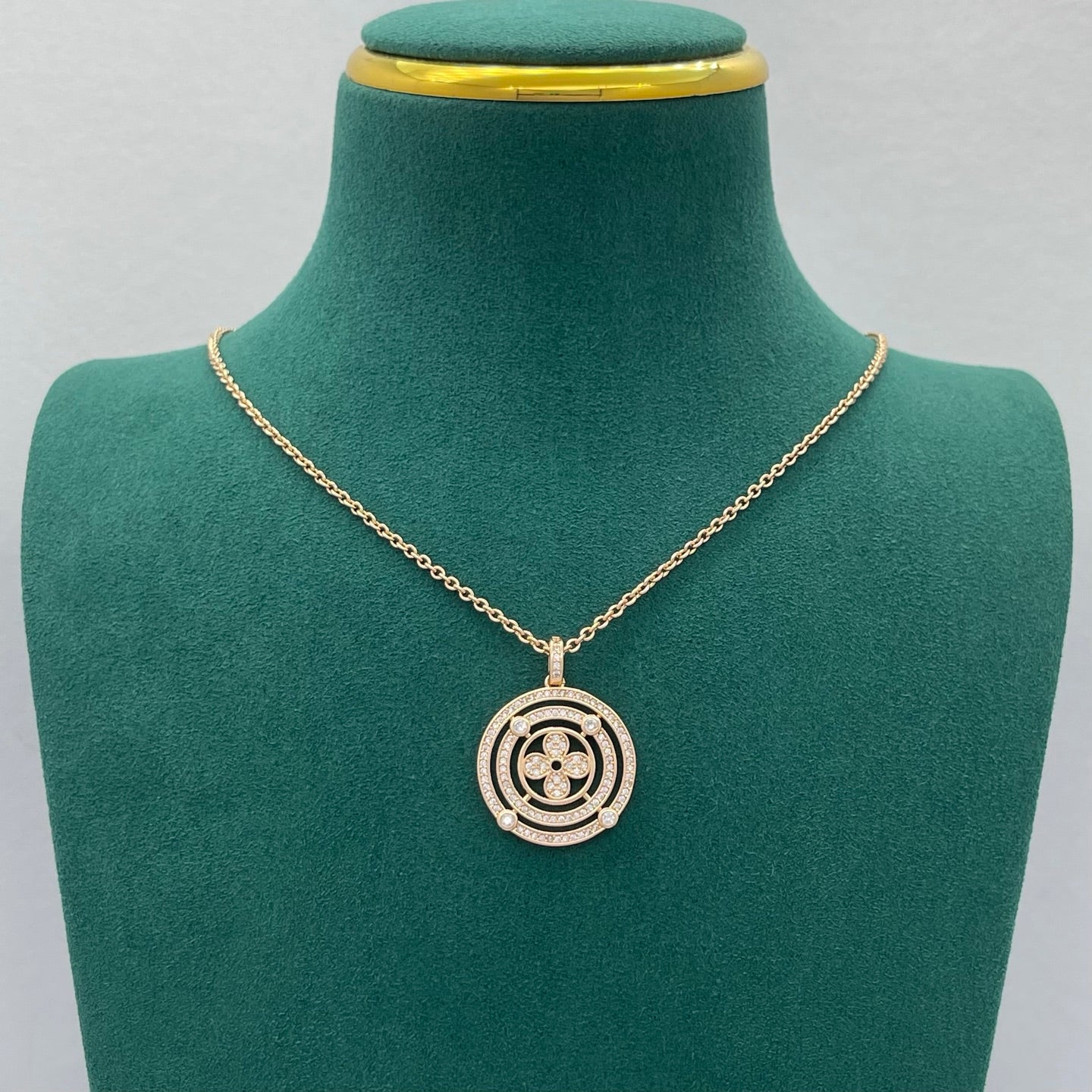 Pavé Double Halo Floral Pendant Necklace