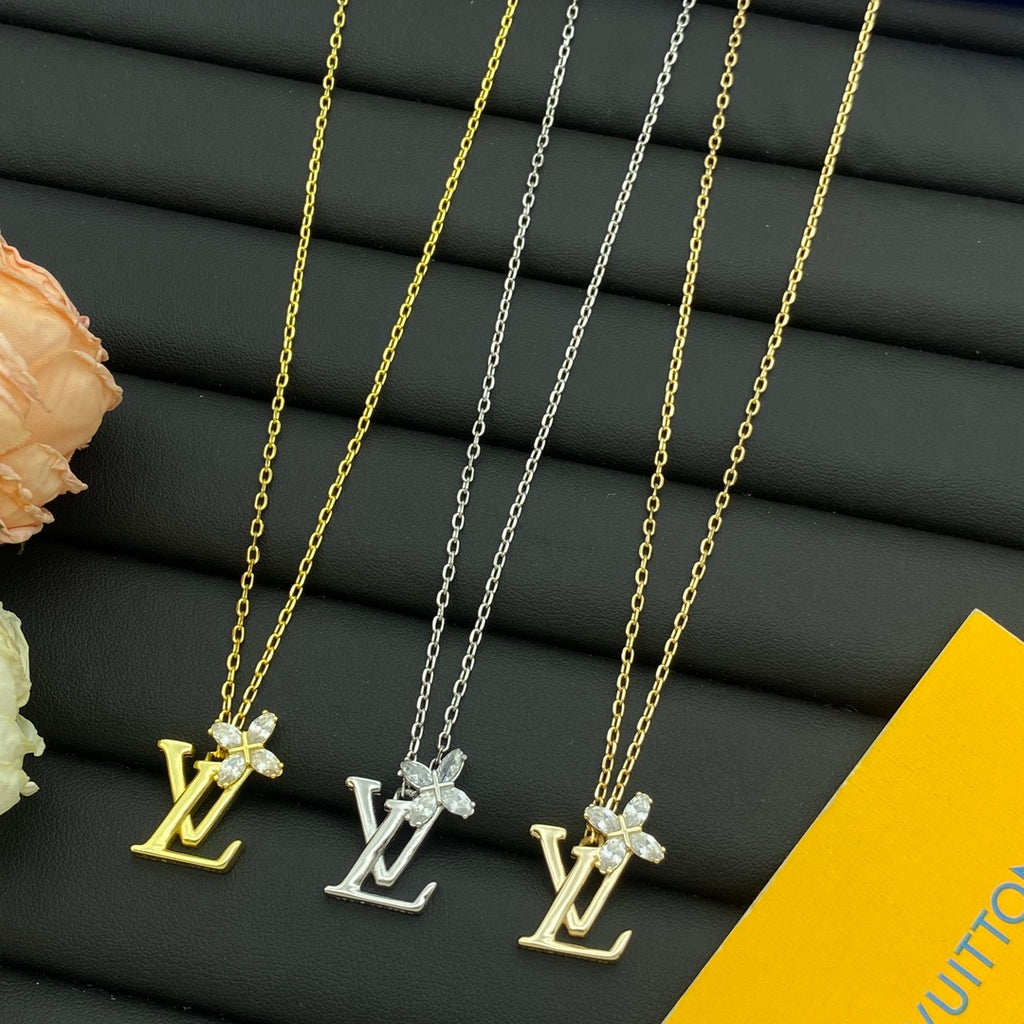 Crystal Butterfly Letter Initial Pendant Cable Chain Necklace