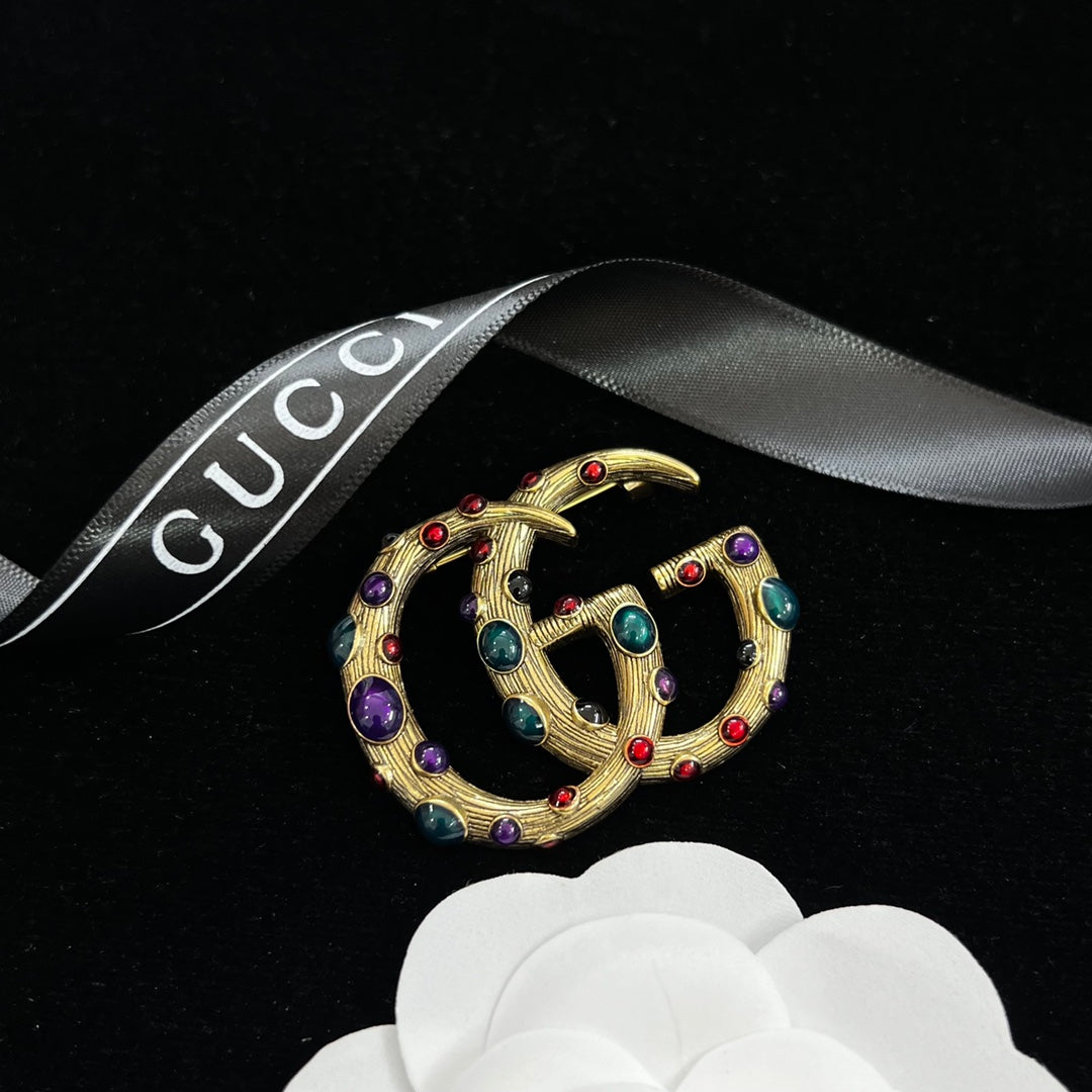 Vintage Multicolor Cabochon Logo Jewelry Set