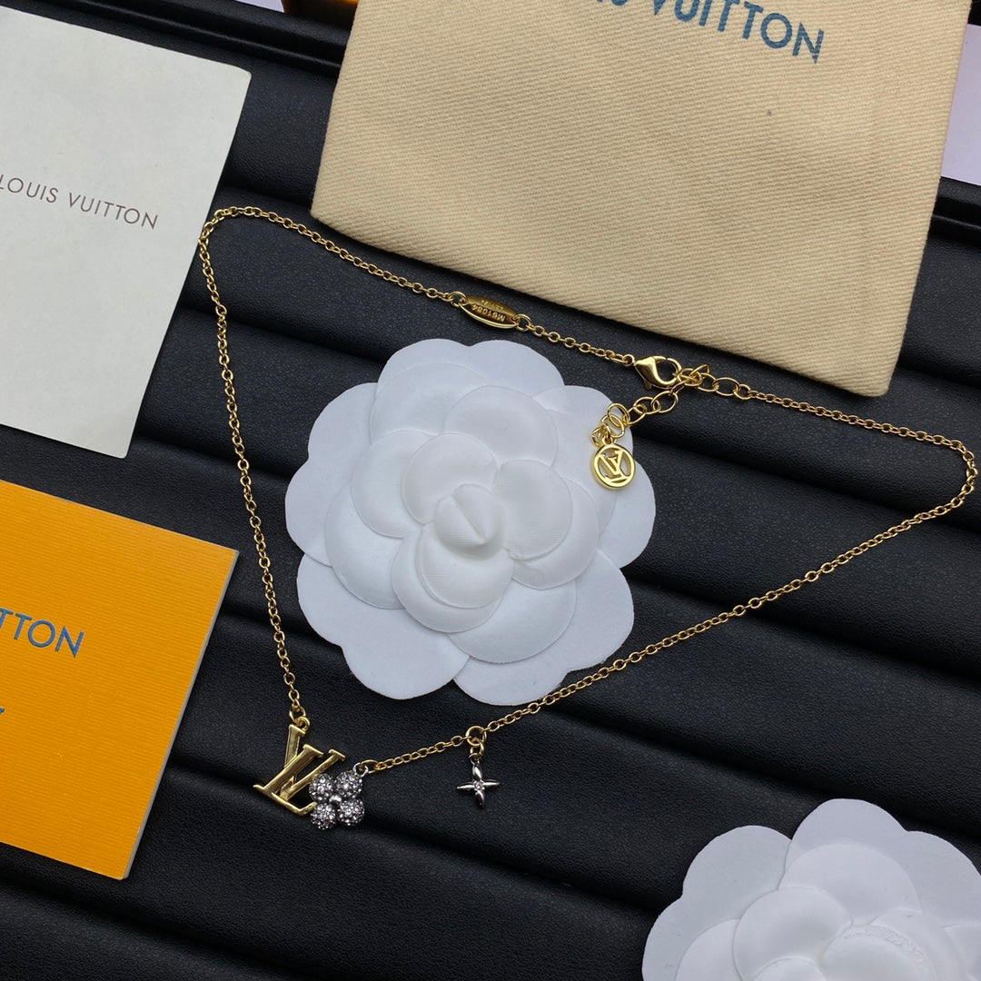 Pavé Bear Charm Initial Letter Necklace & Earring Set
