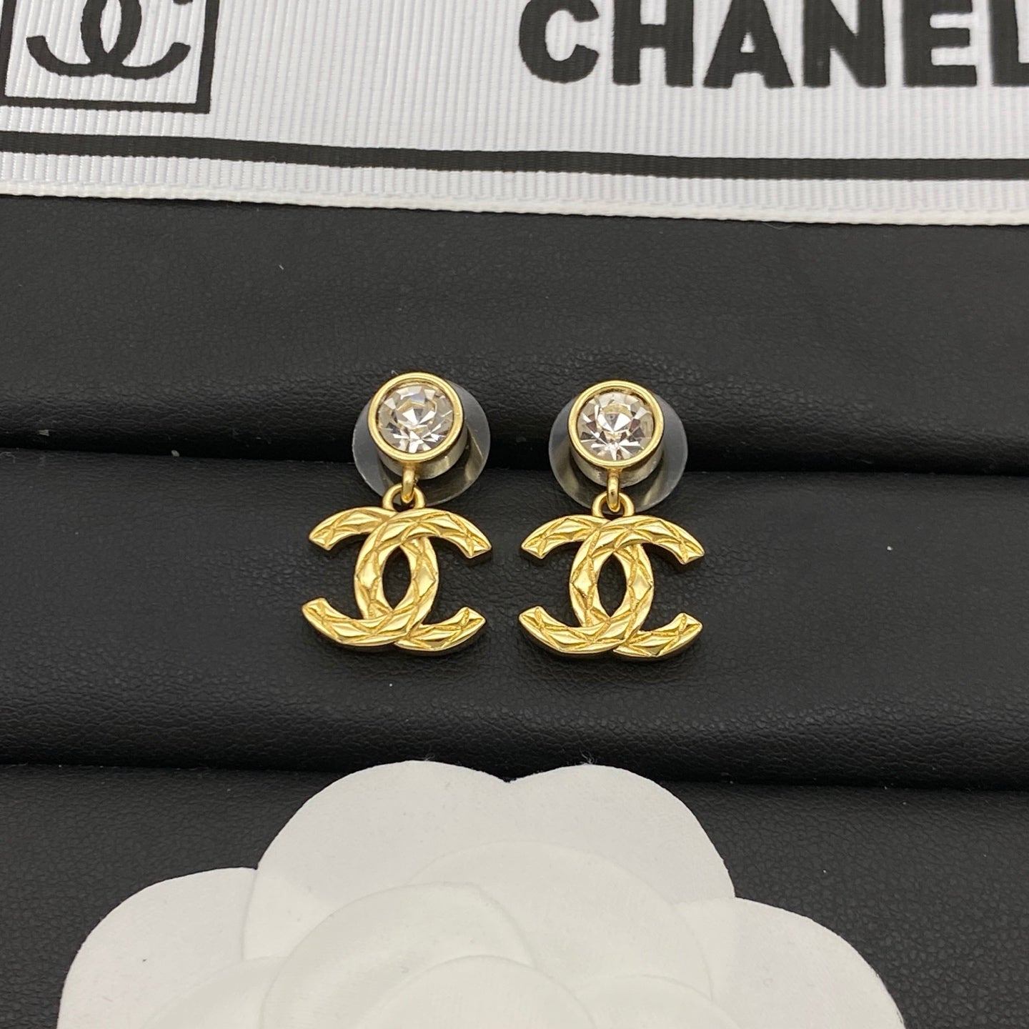 Gold Logo Charm Necklace & Earring Set