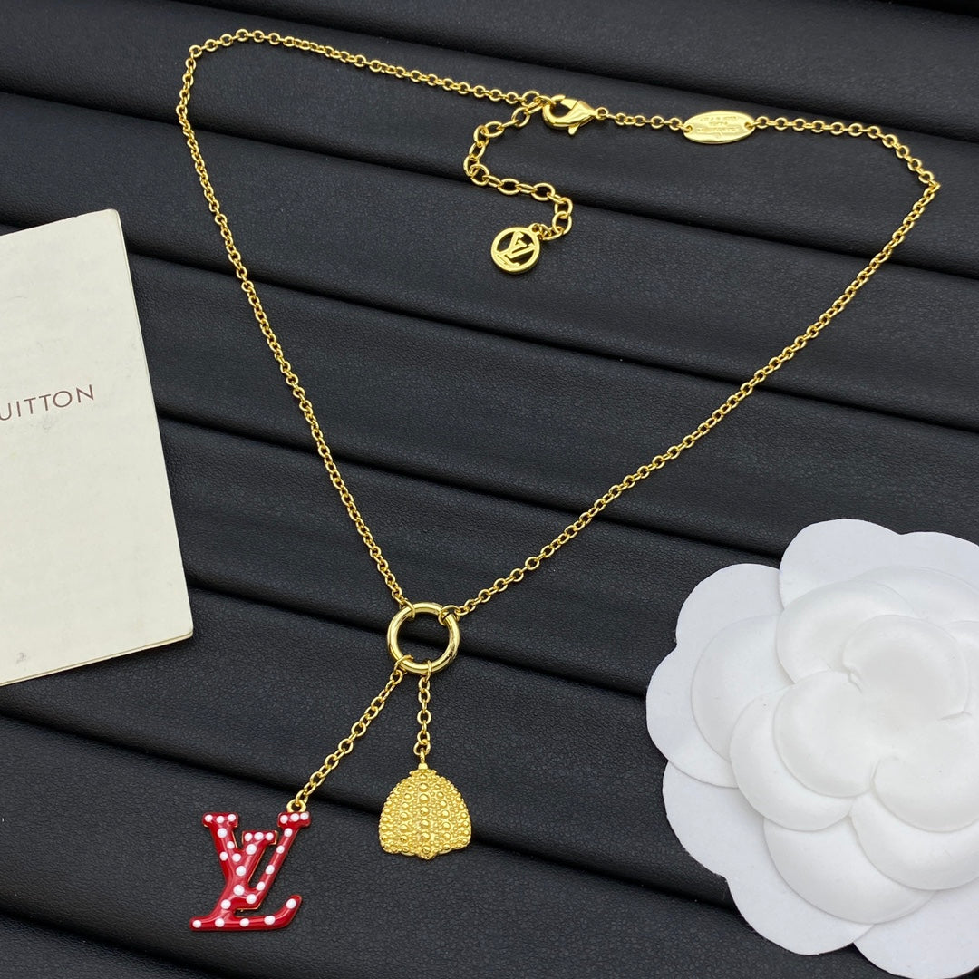 Textured Dome & O-Ring Double Drop Lariat Necklace