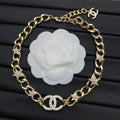 CC Pavé & Pearl Star Chunky Curb Chain Choker Necklace – Gold & Silver