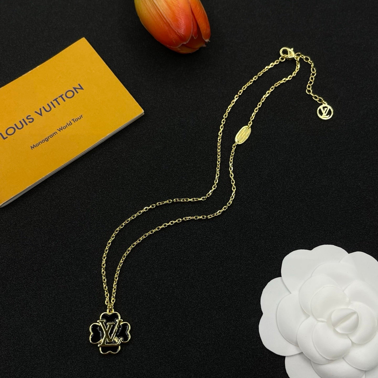 Enamel Clover Logo Pendant Necklace – Multi-Color