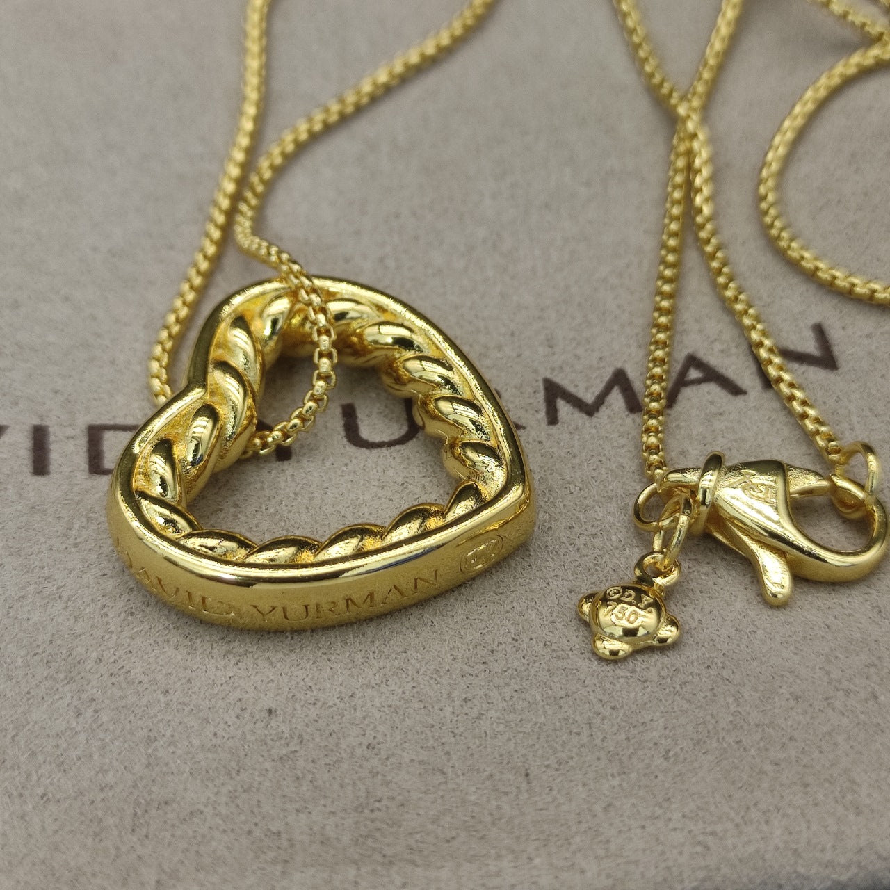 Twisted Rope Open Heart Pendant Necklace