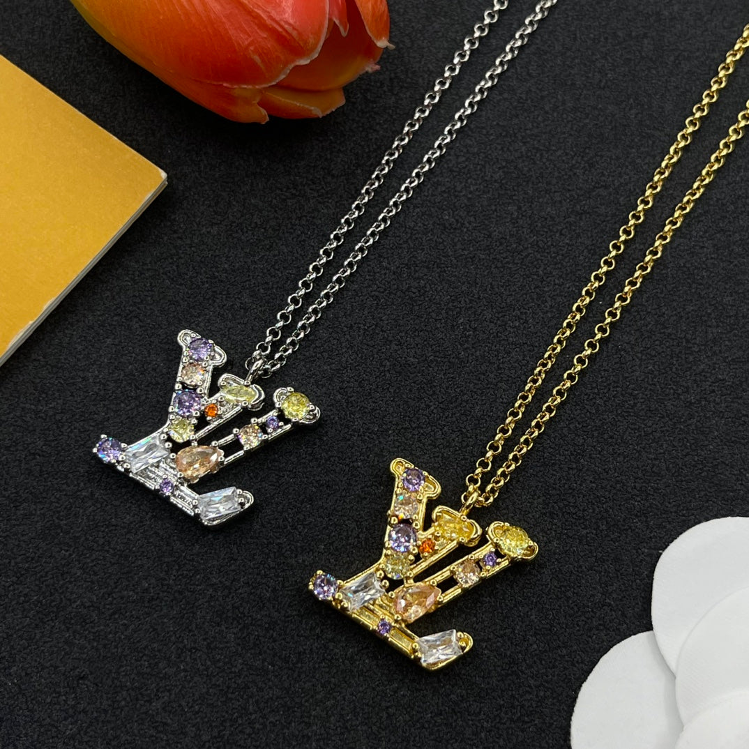 Monogram Crystal Pendant Set