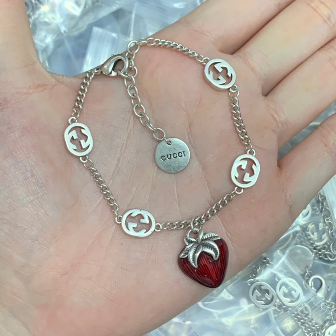 Designer-Inspired Strawberry Set with Silver Chain